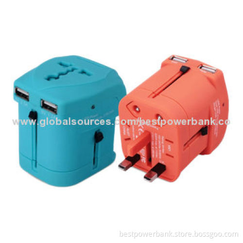 Newest 5V/2.5A Dual-USB International Travel Chargers, Many Colors Available